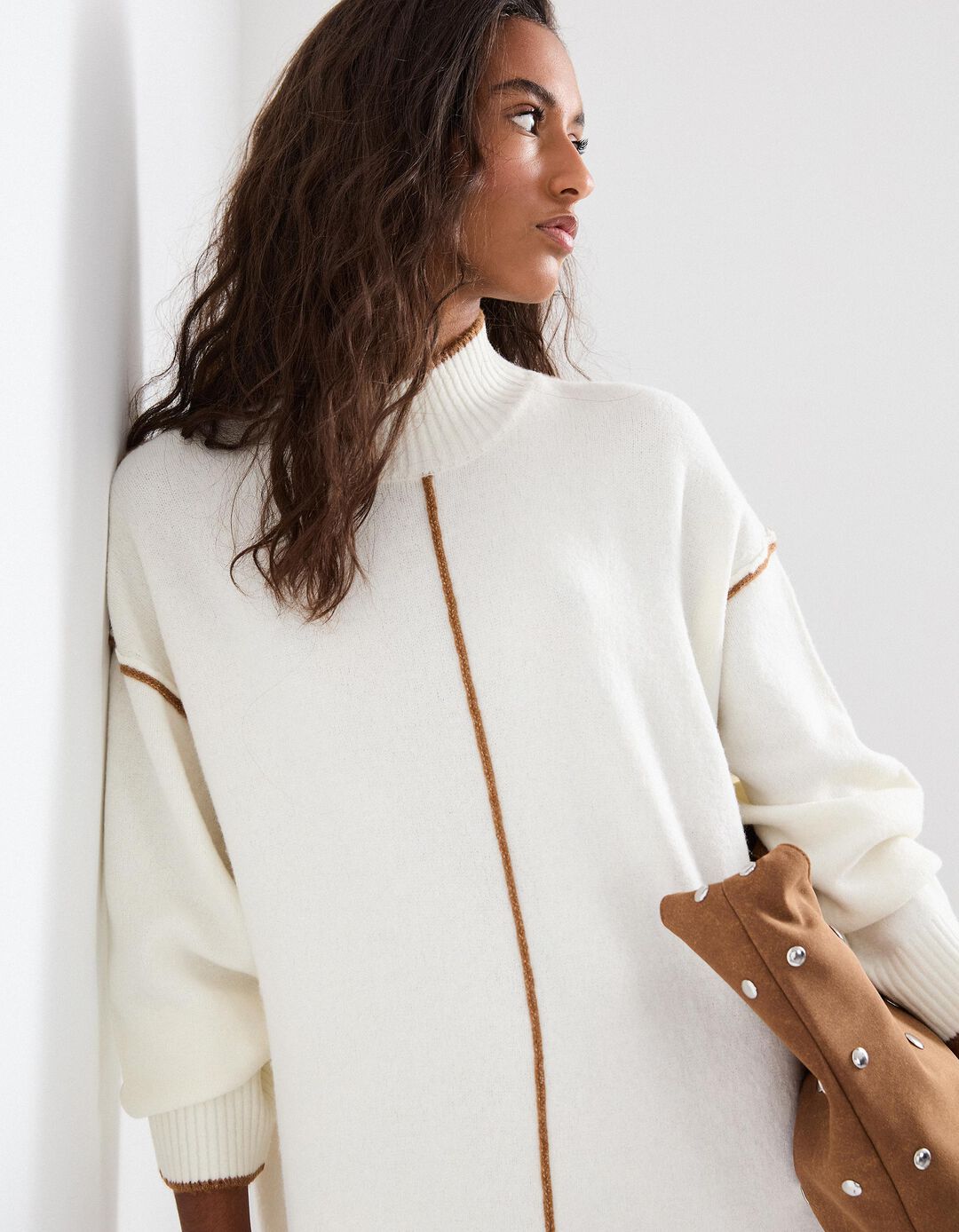 Vestido de Malha com Lã, Mulher, Cru