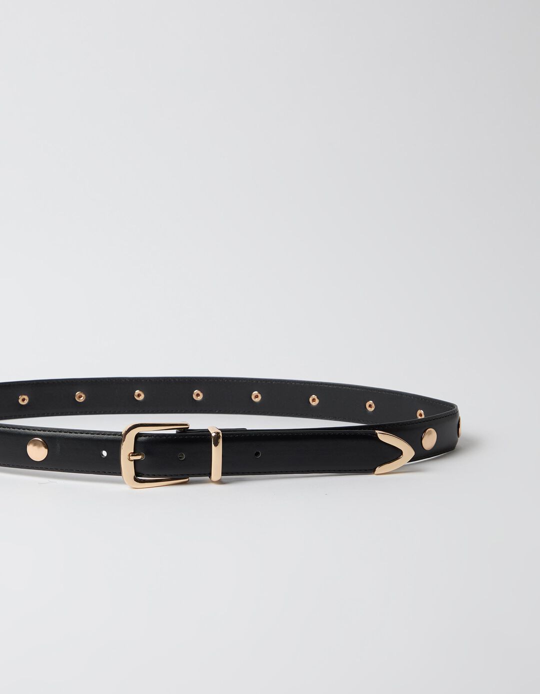 Cinto Fino Com Tachas, Mulher, Preto