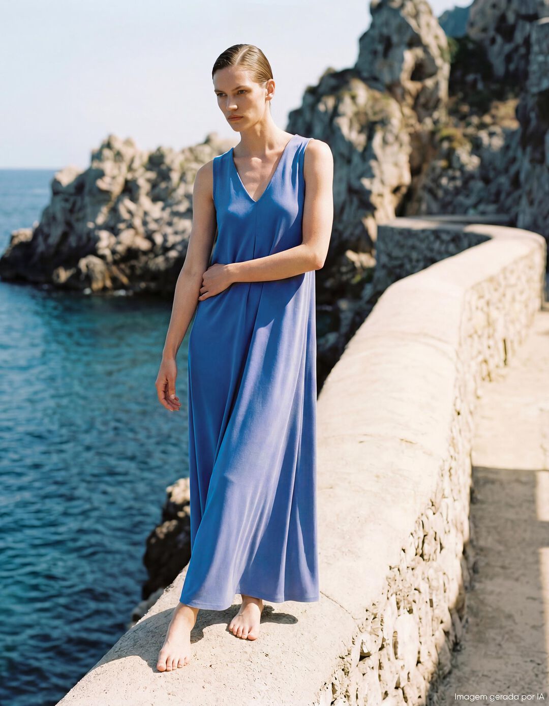 Vestido Comprido, Mulher, Azul 