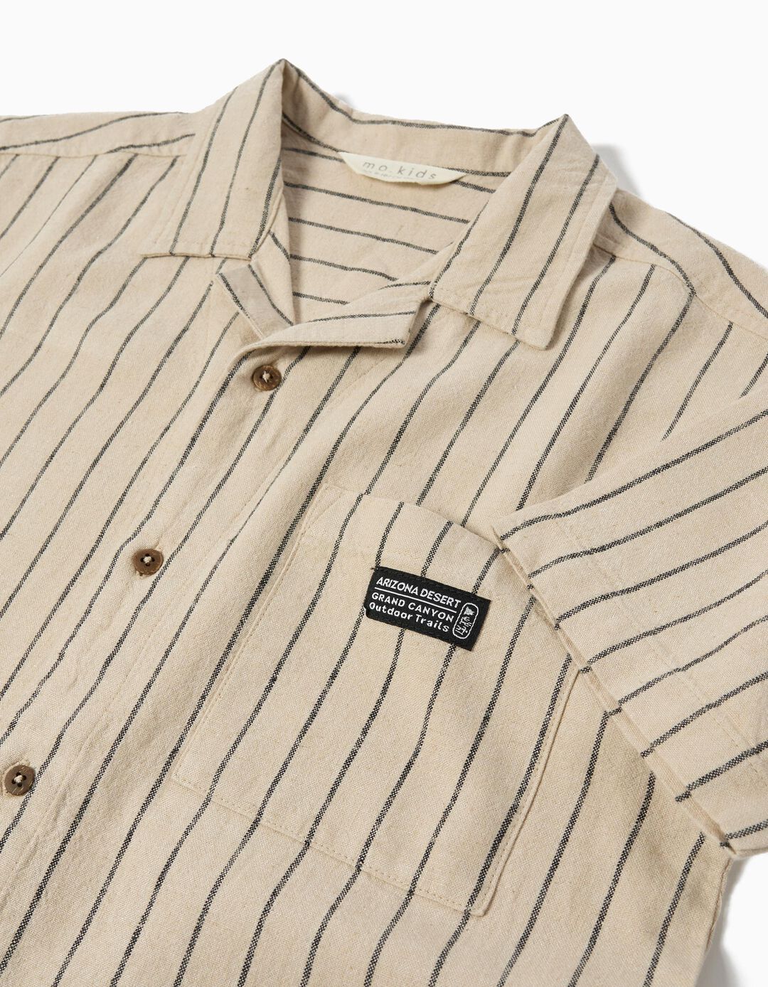Camisa com Linho, Menino, Bege Claro