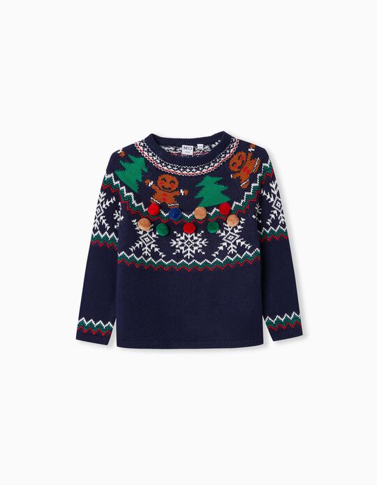 Christmas' Knitted Jumper, Girls, Dark Blue