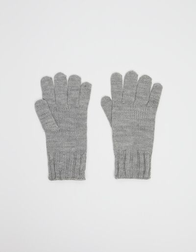 Knitted Gloves, Men, Light Grey
