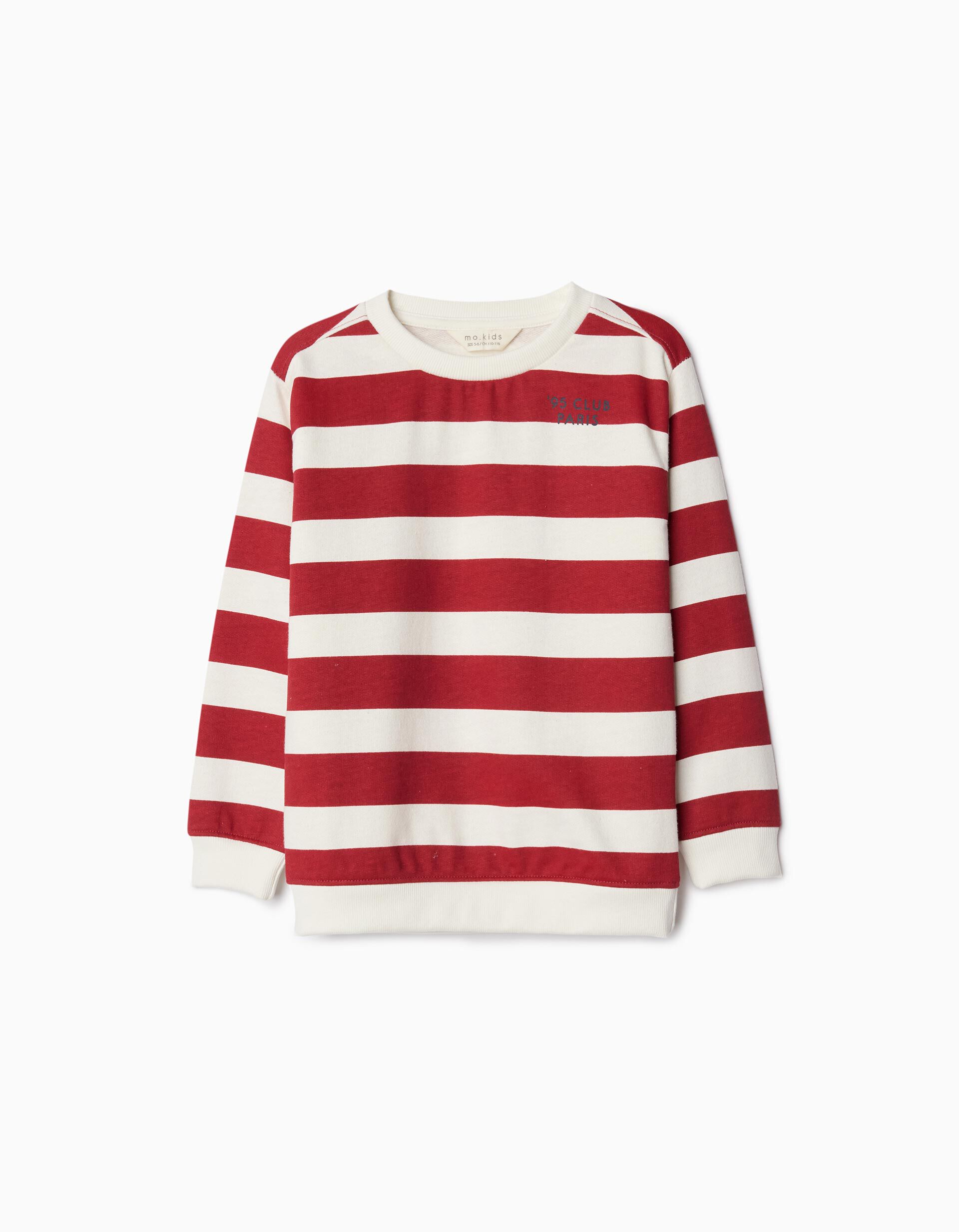 Comprar Online Sweatshirt Fleece Riscas, Menino, Vermelho Escuro