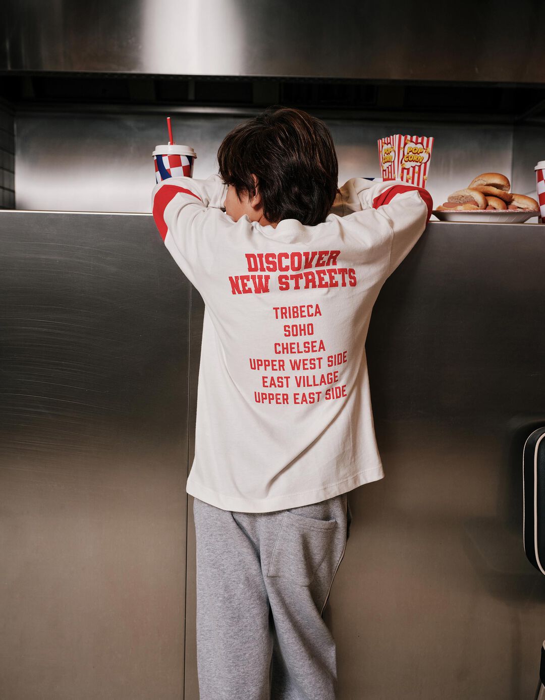 T-shirt de Manga Comprida, Menino, Branco