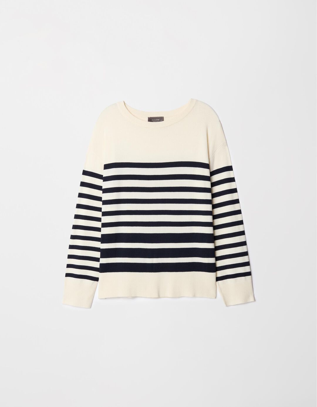 Camisola de Malha Riscas Decote Redondo, Mulher, Multicor