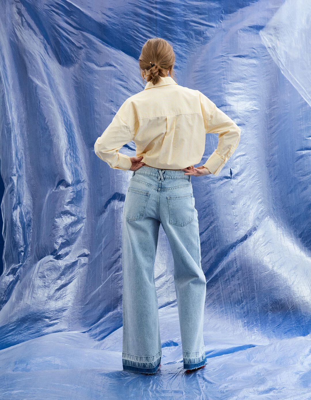 Cal&ccedil;as de Ganga Wide Leg, Mulher, Azul Claro