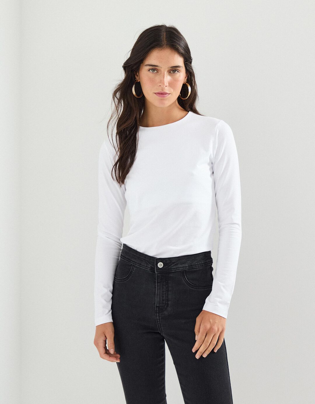 T-shirt Manga Comprida, Mulher, Branco