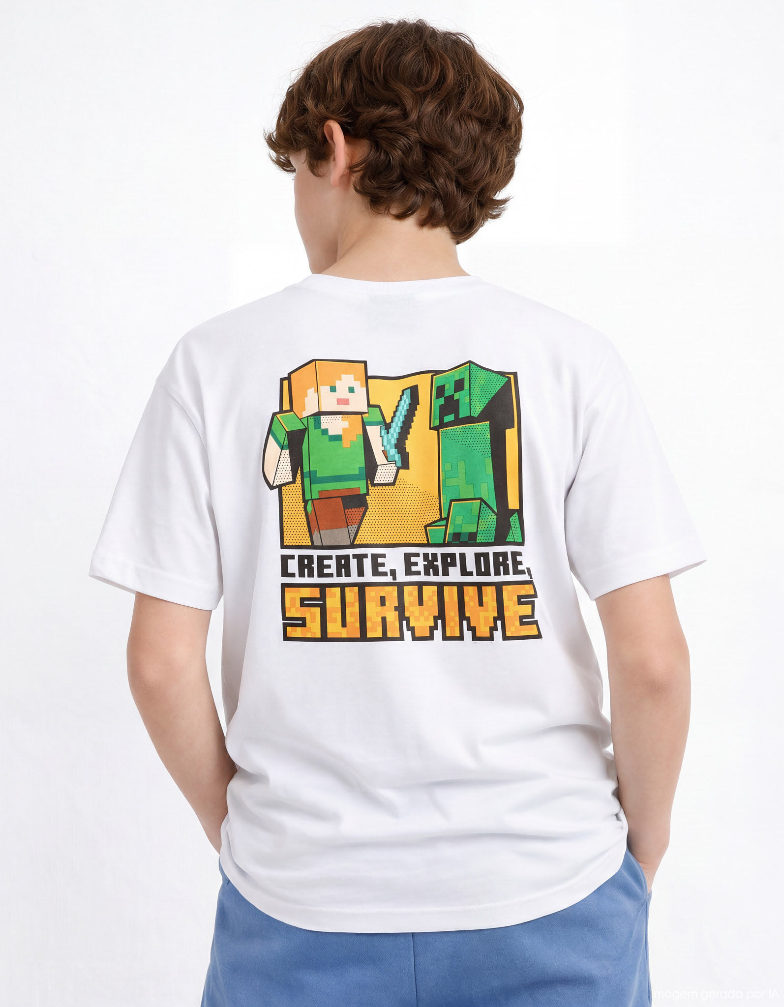 Comprar Online T-shirt 'Minecraft', Menino, Branco