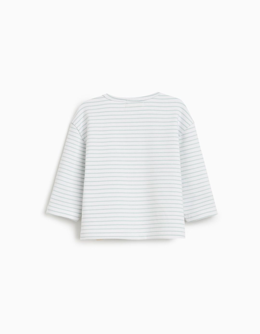 T-shirt de Manga Comprida com Riscas, Recém-nascido, Azul Claro