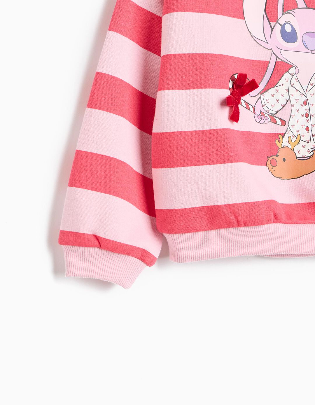 Sweatshirt &Agrave;s Riscas 'Stitch' &copy;Disney, Menina, Rosa Claro