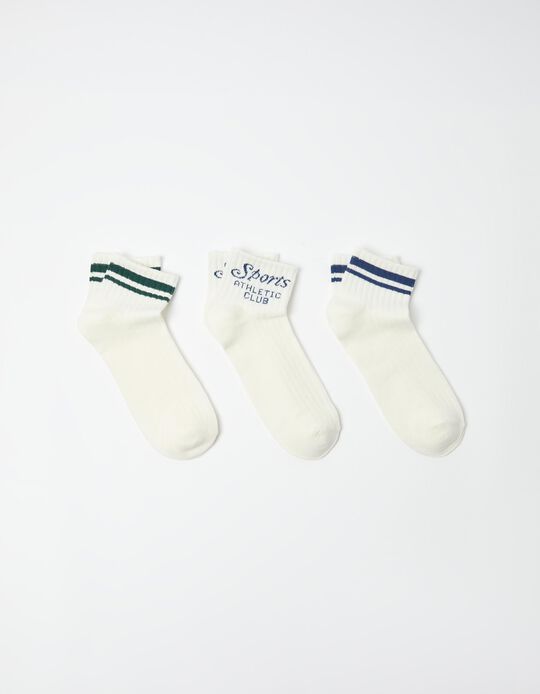 Comprar Online Pack 3 Pares de Meias Tornozelo, Homem, Branco