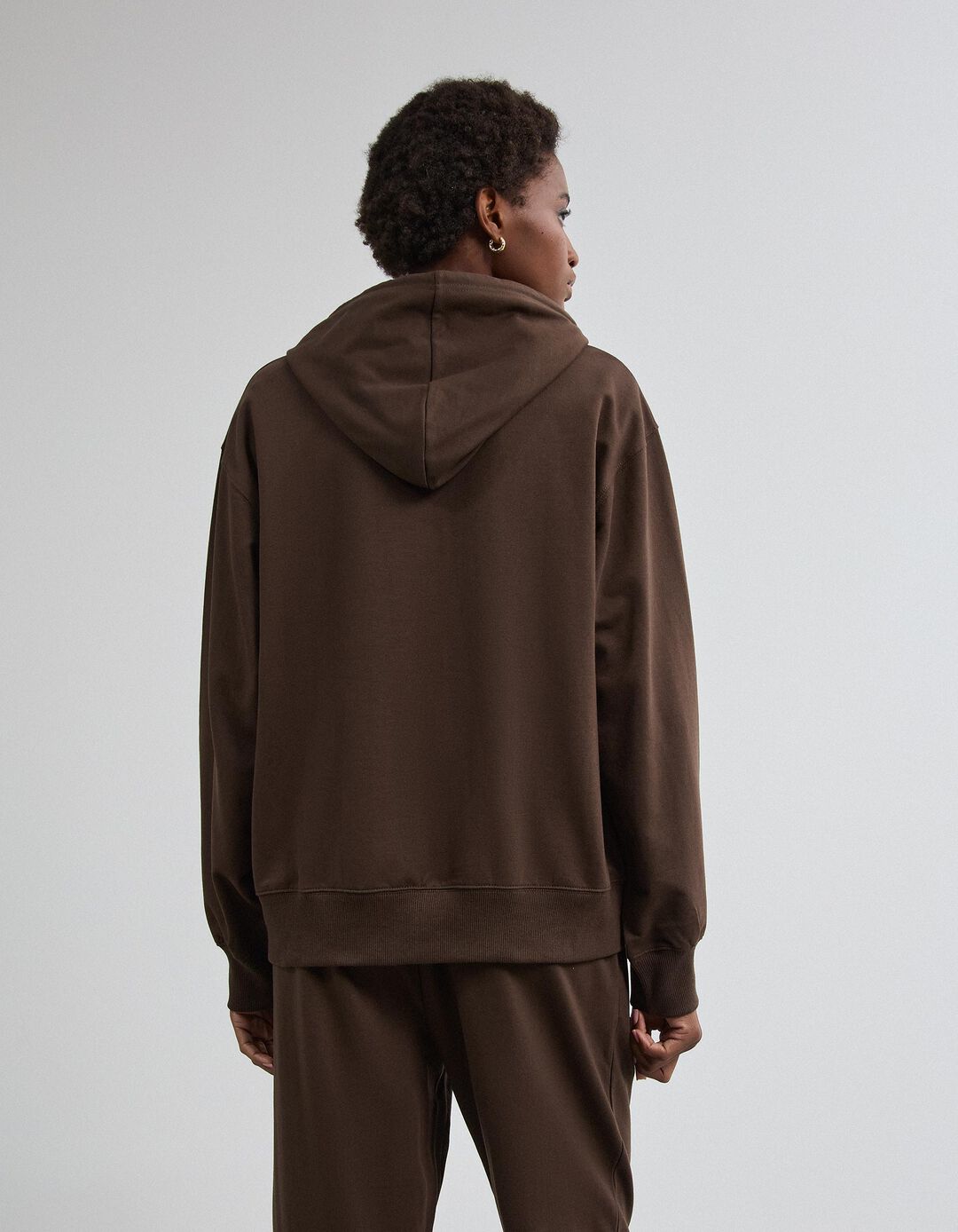 Sweatshirt Com Capuz, Mulher, Castanho Escuro