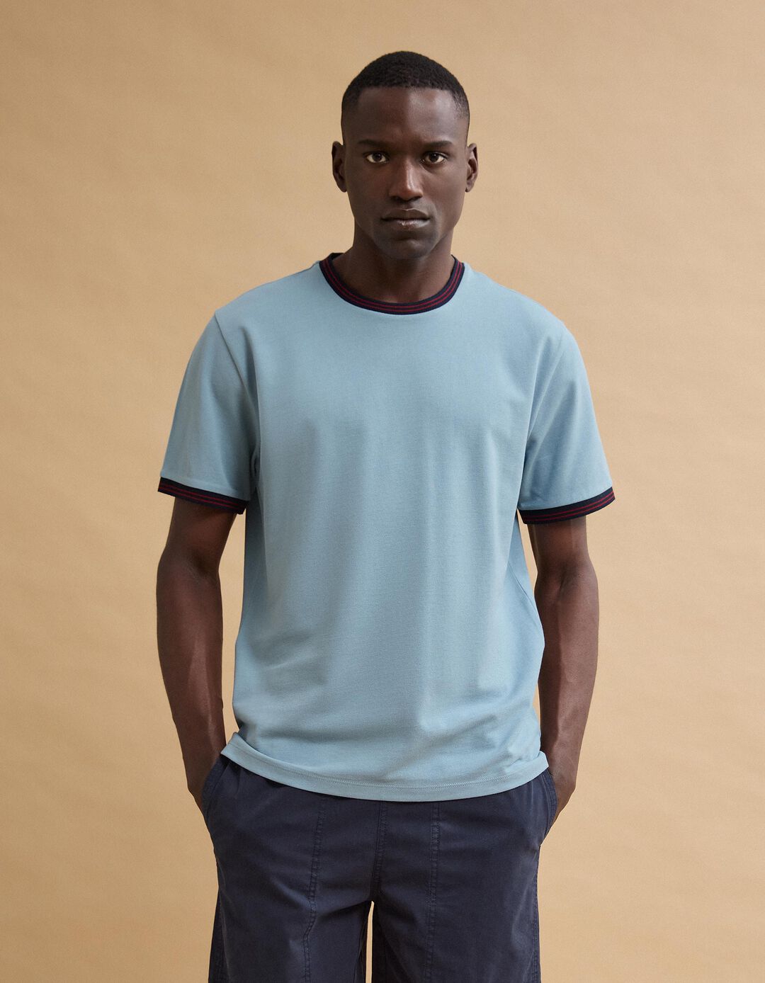 T-shirt Piquet, Homem, Azul Claro