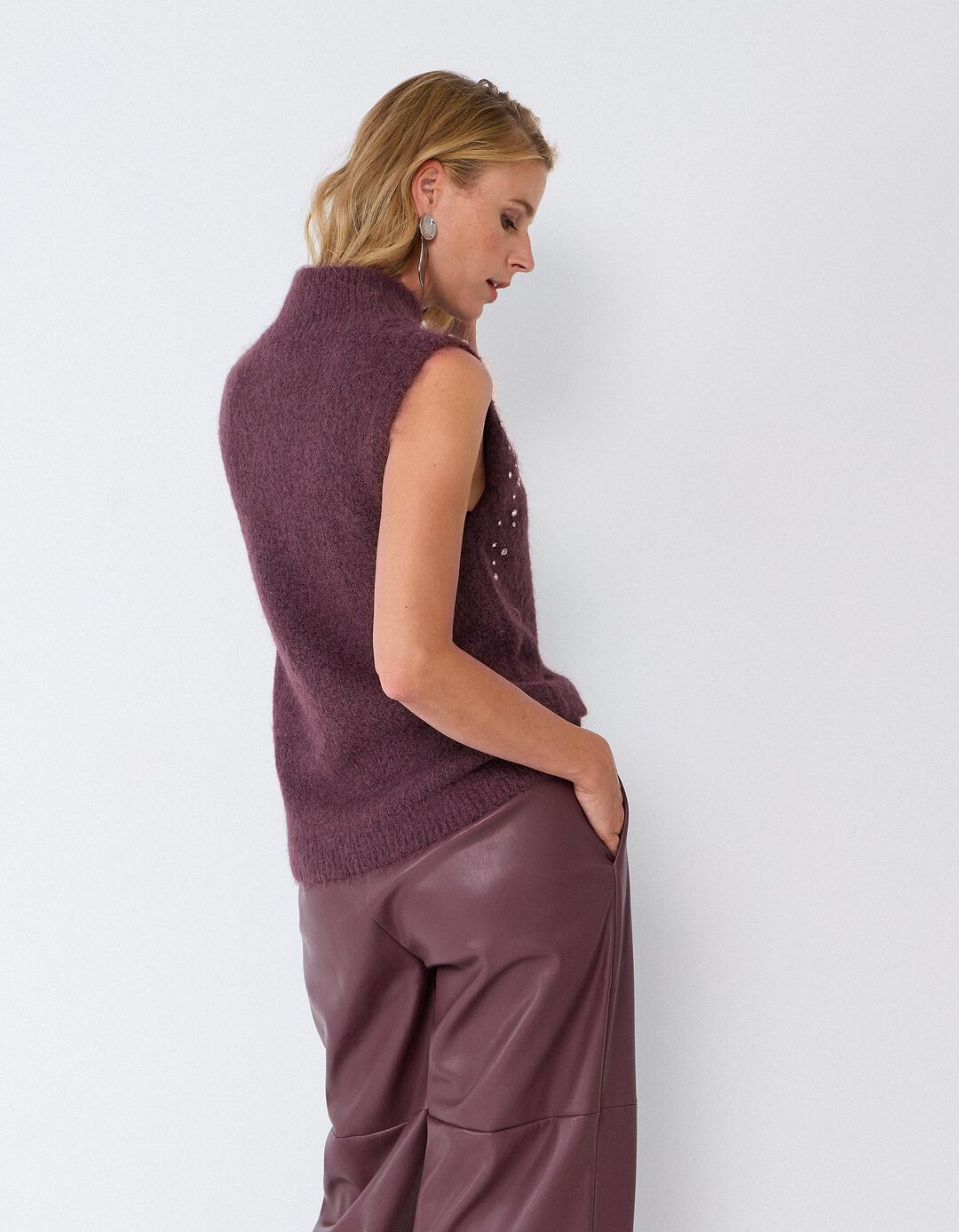 Colete De Malha, Mulher, Roxo Escuro