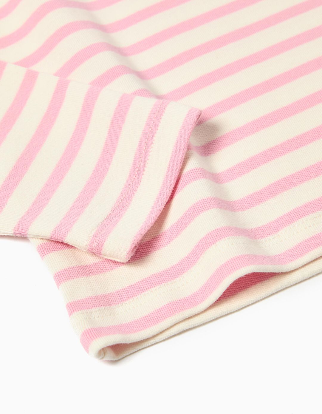 T-shirt de Manga Comprida Riscas, Menina, Rosa