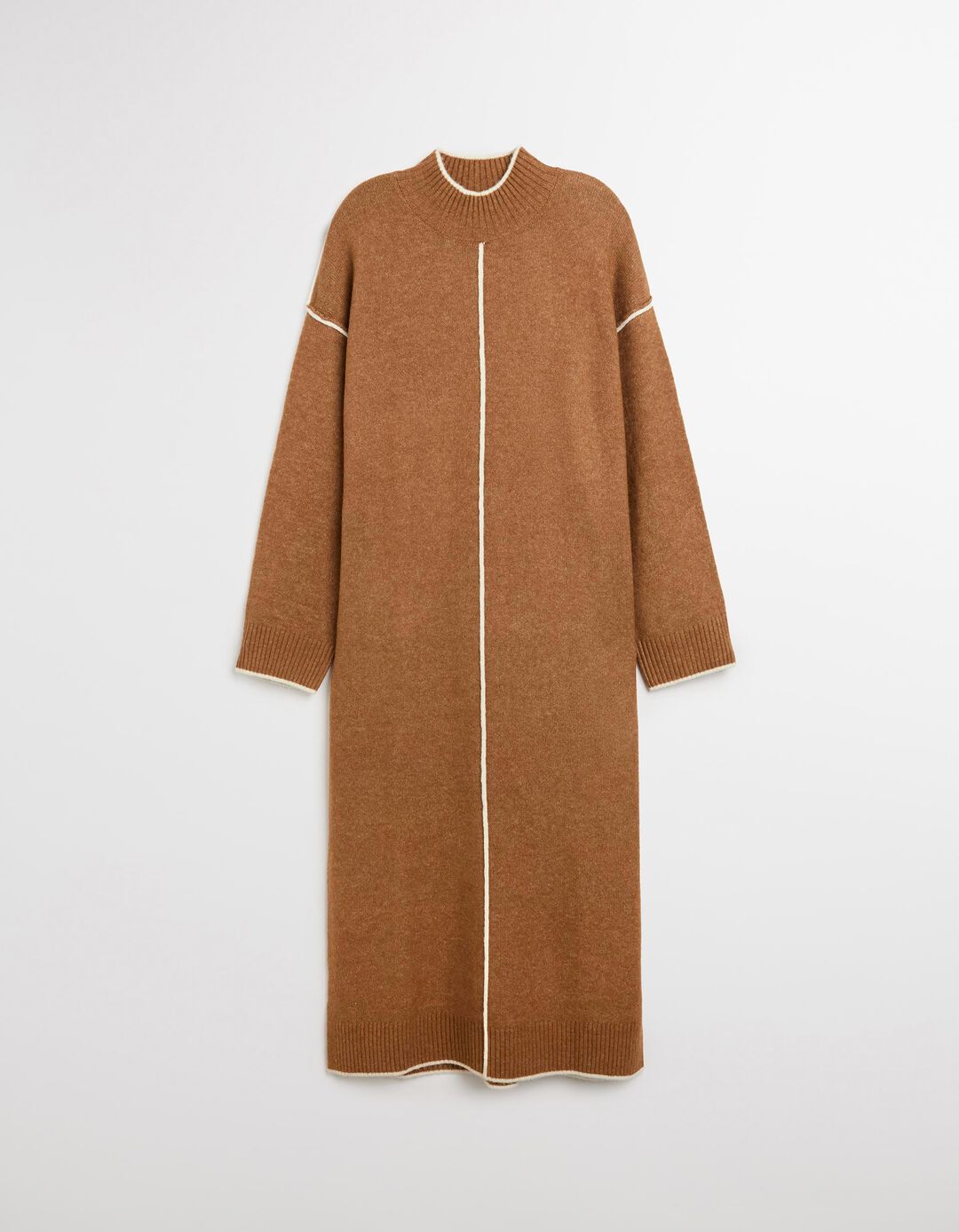 Vestido de Malha com Lã, Mulher, Castanho Claro