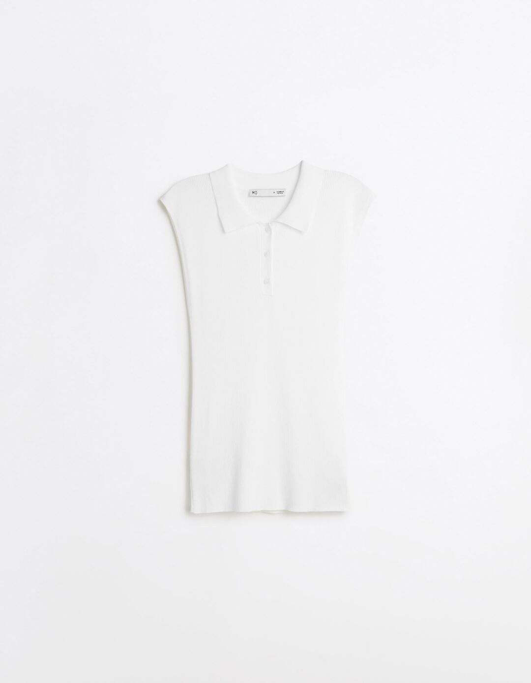 Top Tricotado Com Gola Polo, Mulher, Branco