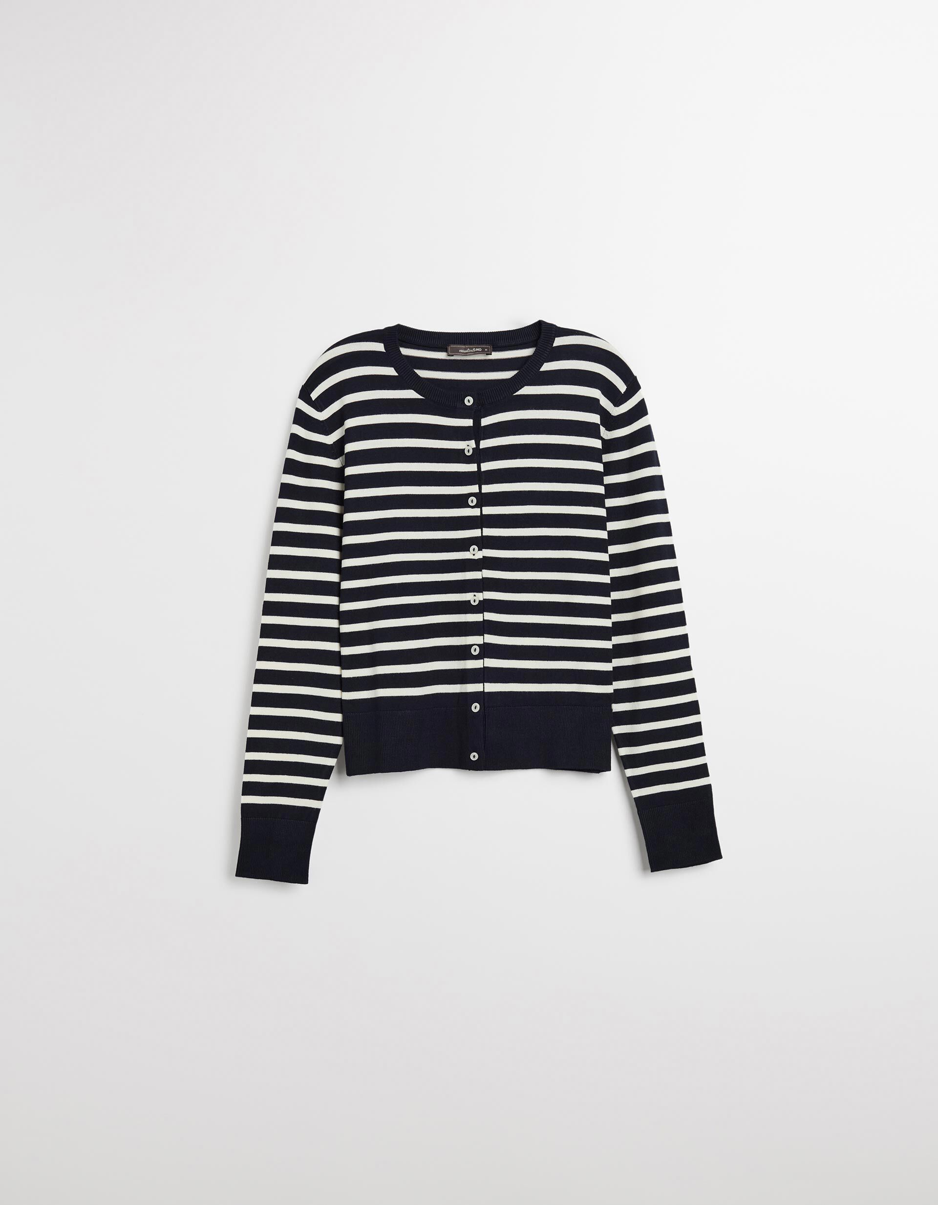 Comprar Online Casaco de Malha Riscas, Mulher, Azul Escuro