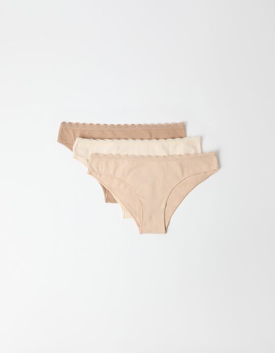 Comprar Online Pack 3 Cuecas 'Brief', Mulher, Bege