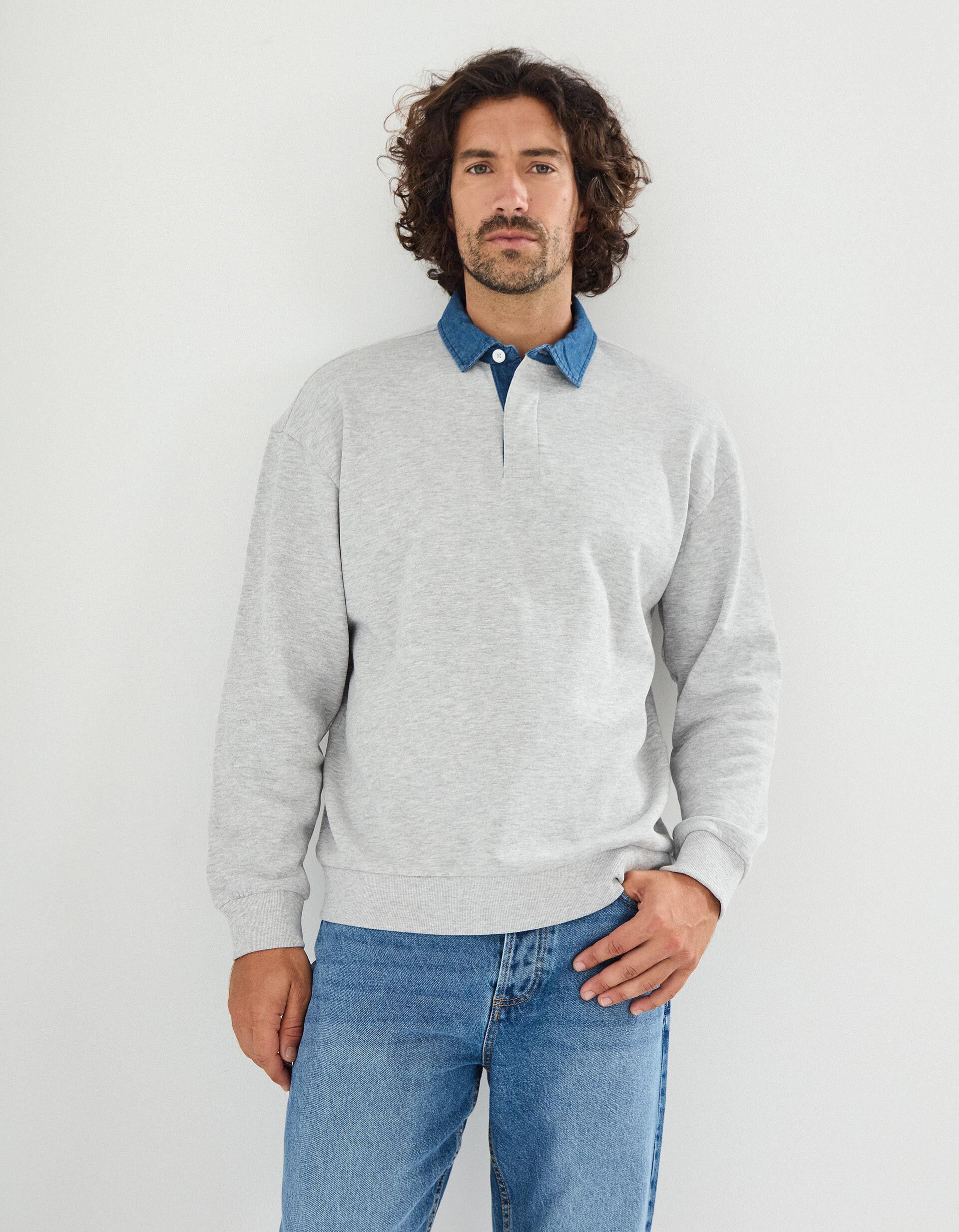 Comprar Online Polo Felpa, Homem, Cinzento Claro