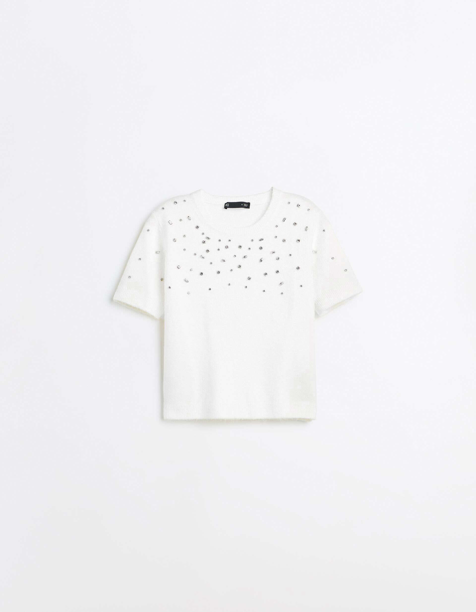 Comprar Online Camisola Tricotada Com Pedras, Mulher, Cru