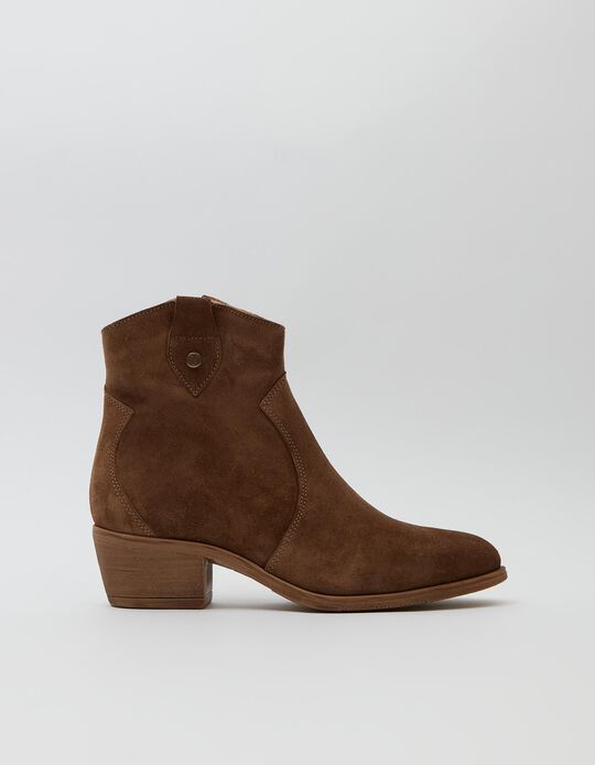 Suede Ankle Boots, Made in Portugal, Women, Brown