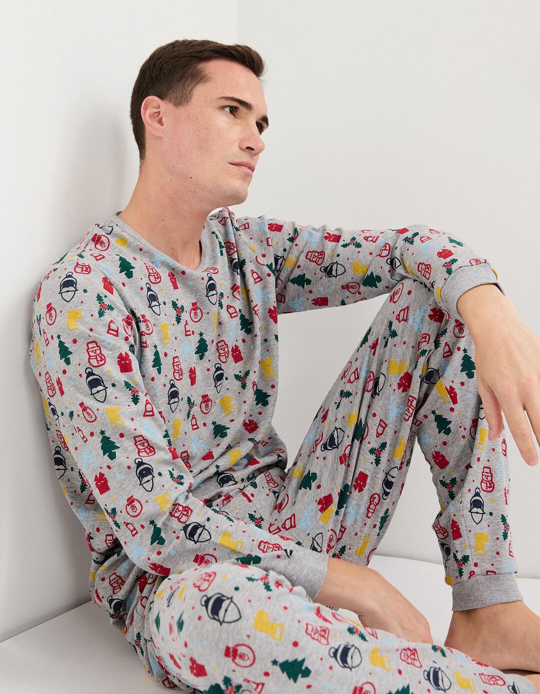 Pijama de Natal, Homem, Cinzento