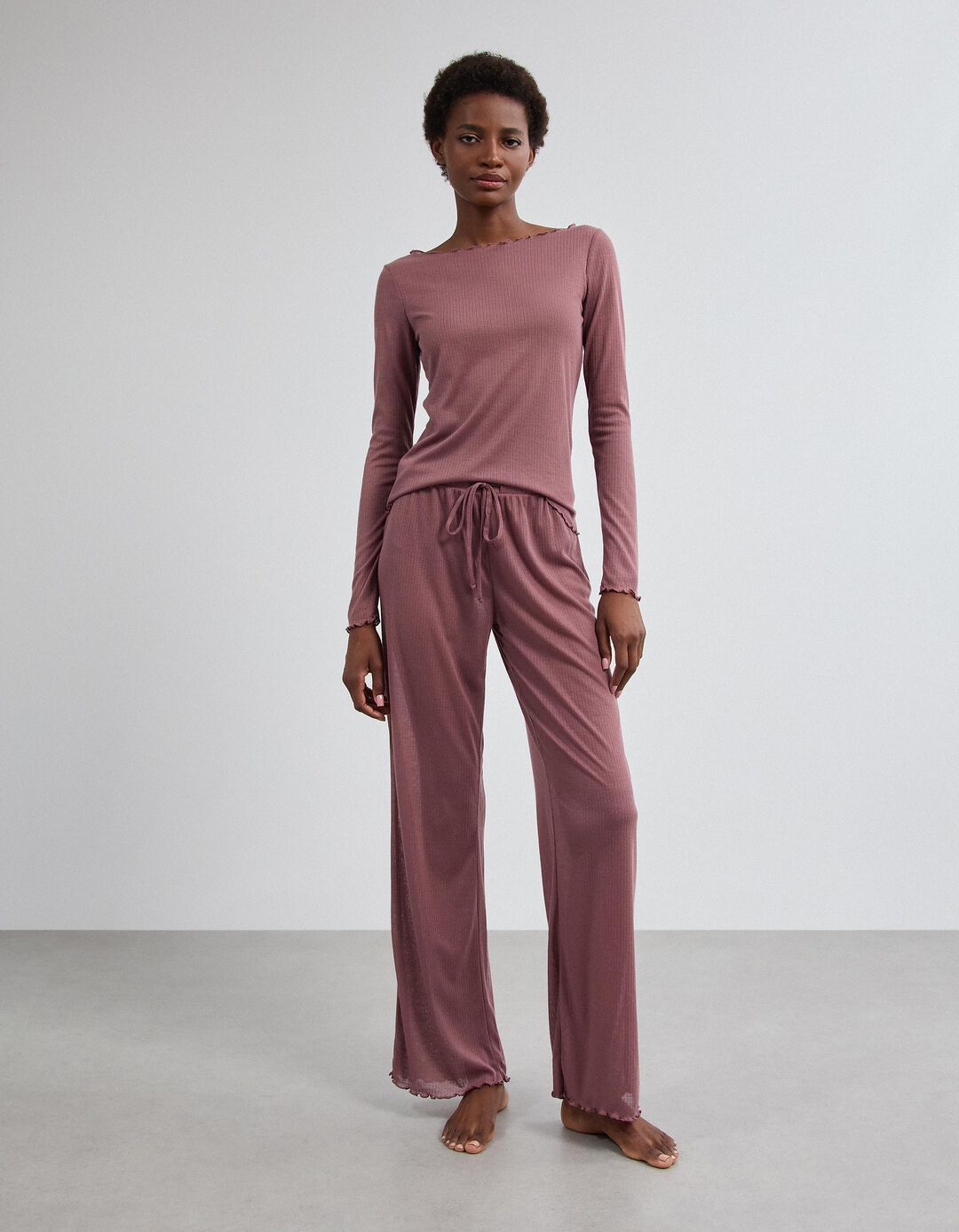 Pijama De Malha, Mulher, Rosa Escuro