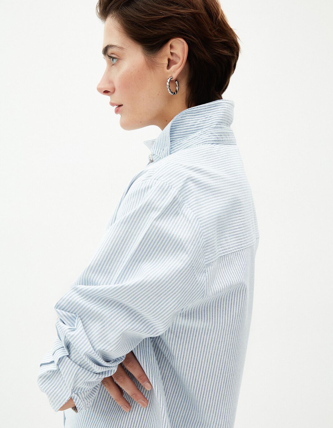Camisa de Manga Comprida Oxford, Mulher, Azul Claro