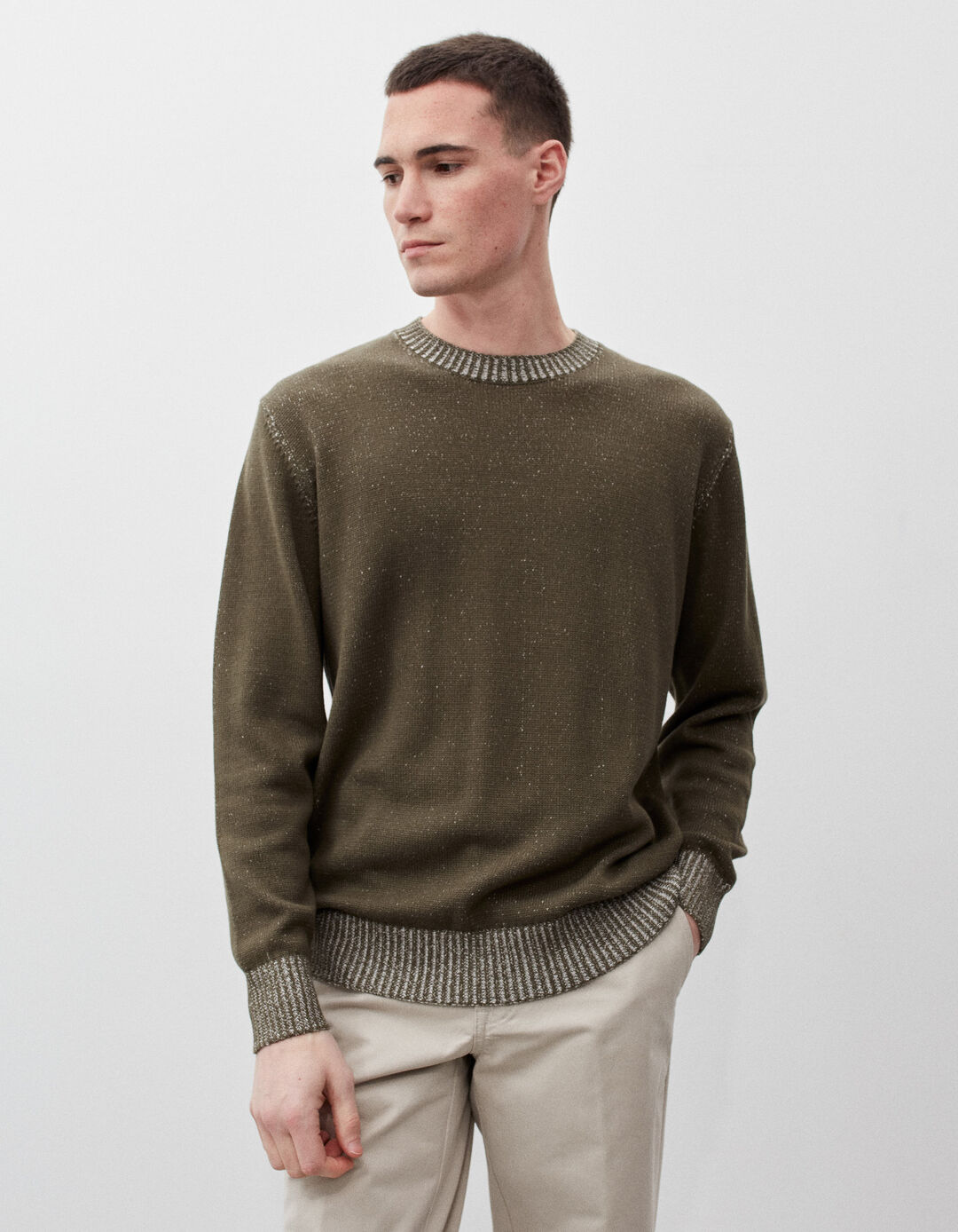 Knitted Sweater, Men, Dark Green
