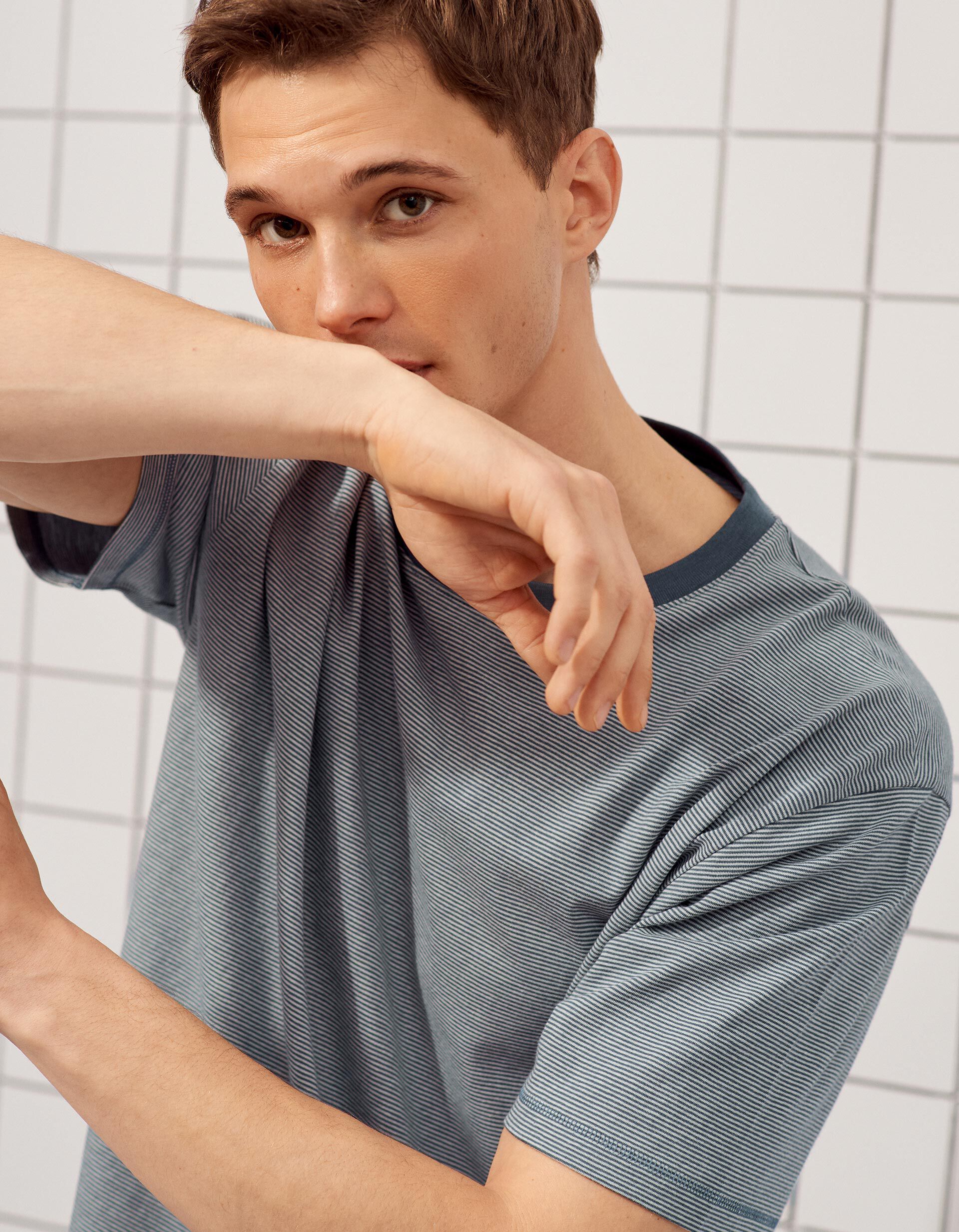 Comprar Online T-shirt Riscas, Homem, Azul Escuro