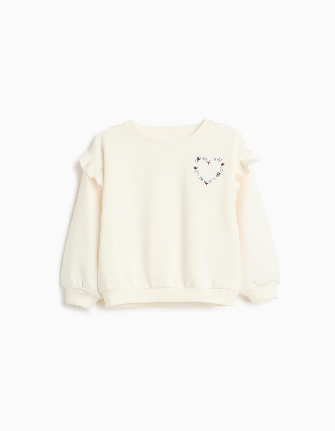 Sweatshirt Com Bordado, Menina, Branco