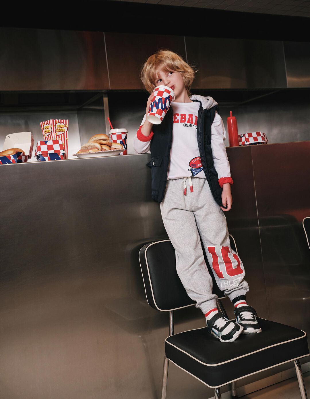 Conjunto de Jogging, Menino, Cinzento Claro