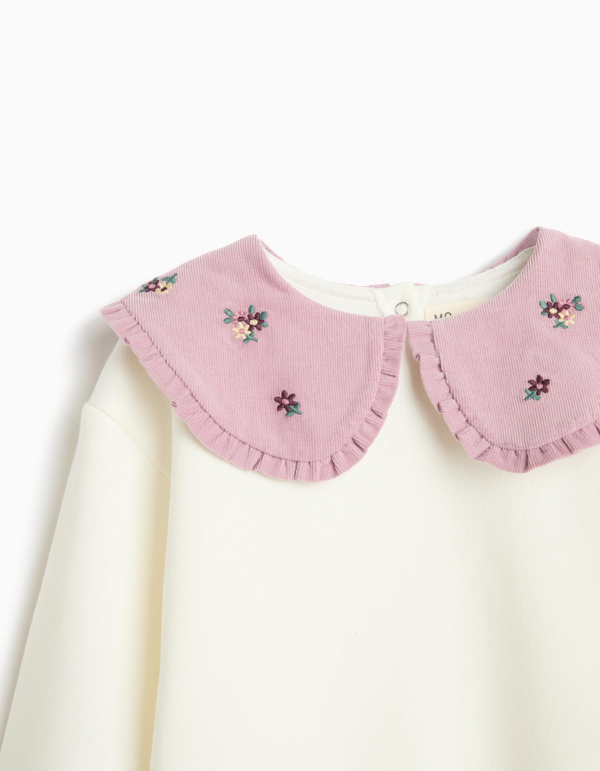 Comprar Online Sweatshirt Com Gola Bordada, Menina, Branco