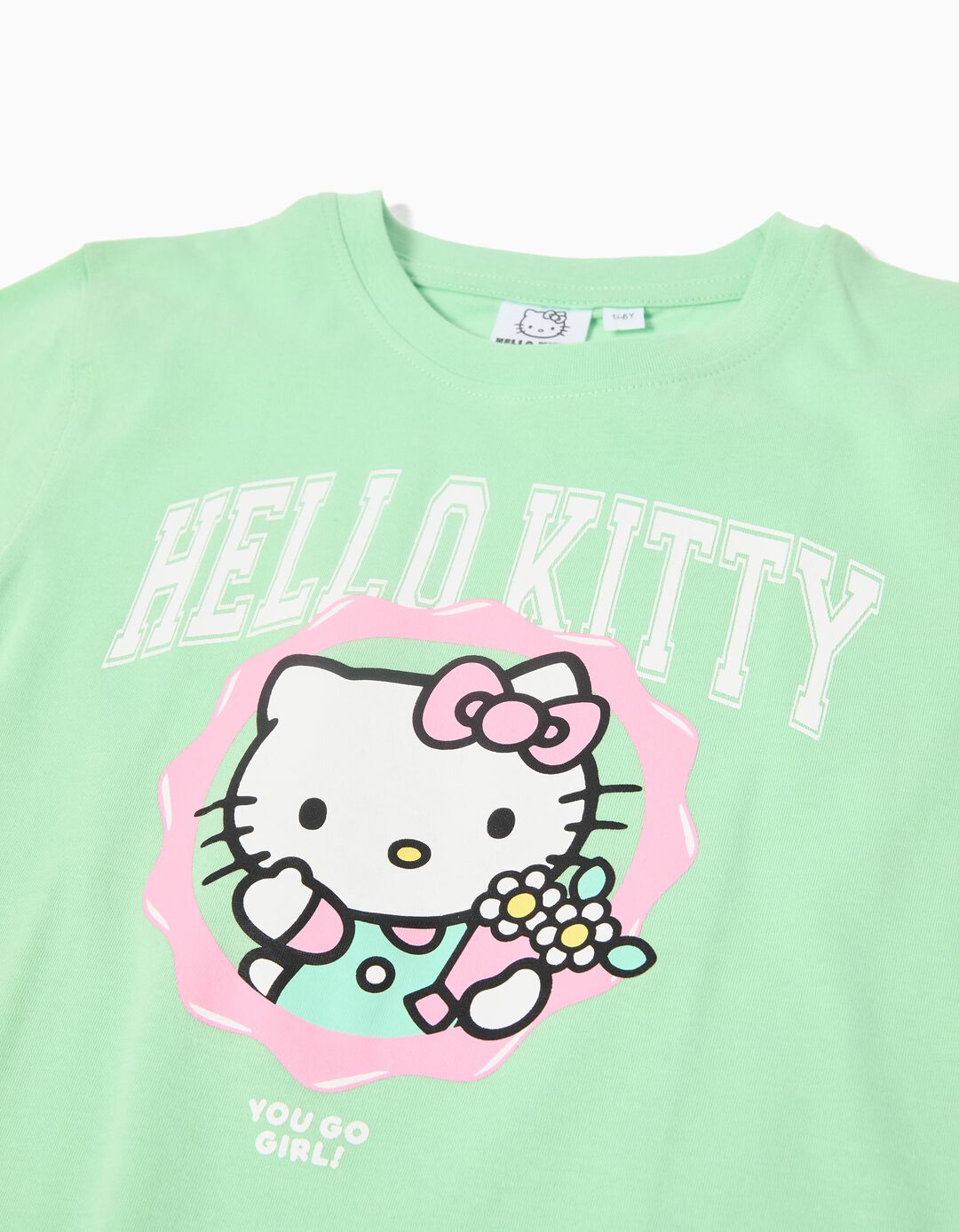 T-shirt 'Hello Kitty', Menina, Verde Claro