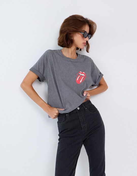 Comprar Online T-shirt Rolling Stones, Mulher, Cinzento Escuro