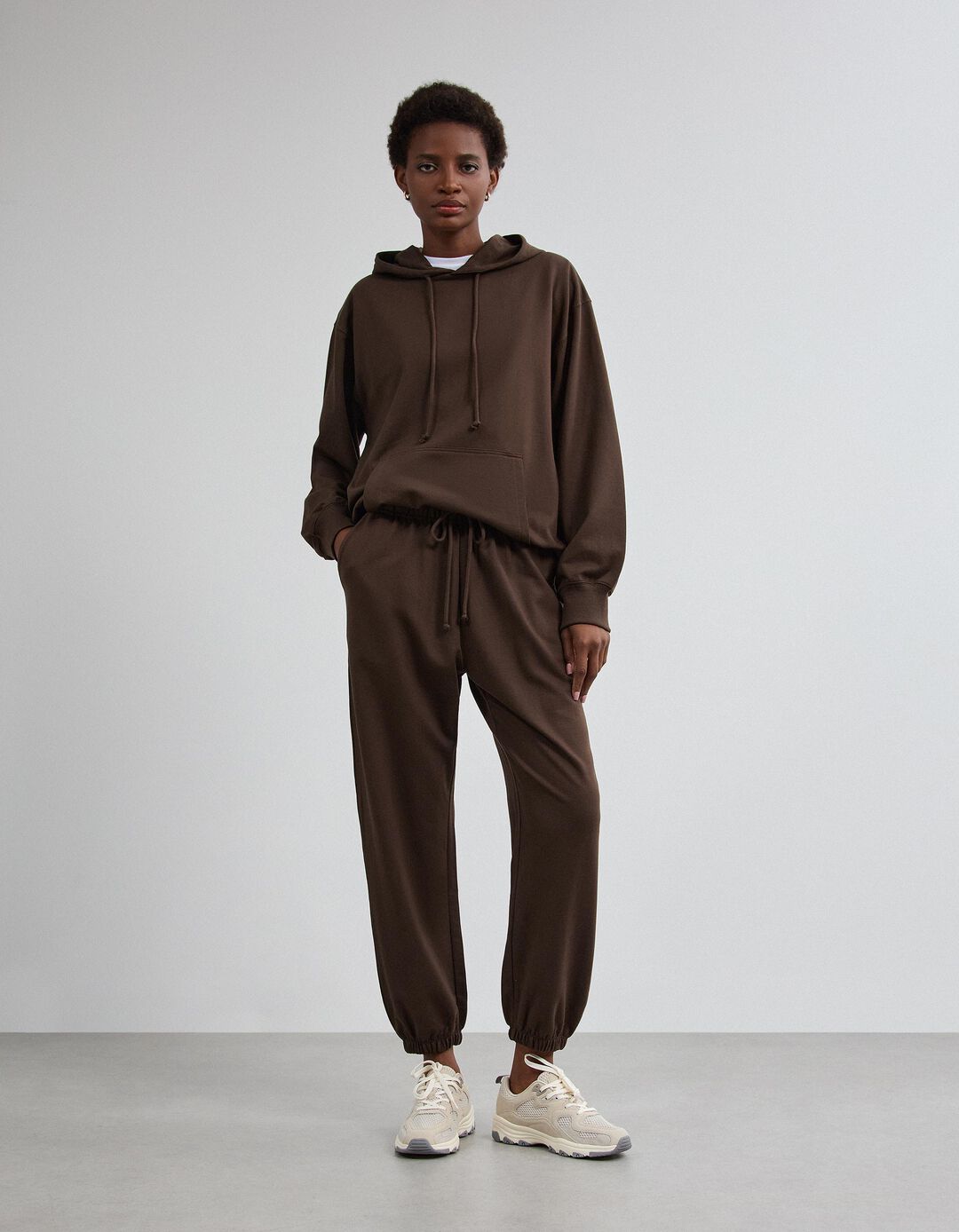Cal&ccedil;as Jogger De Felpa, Mulher, Castanho Escuro