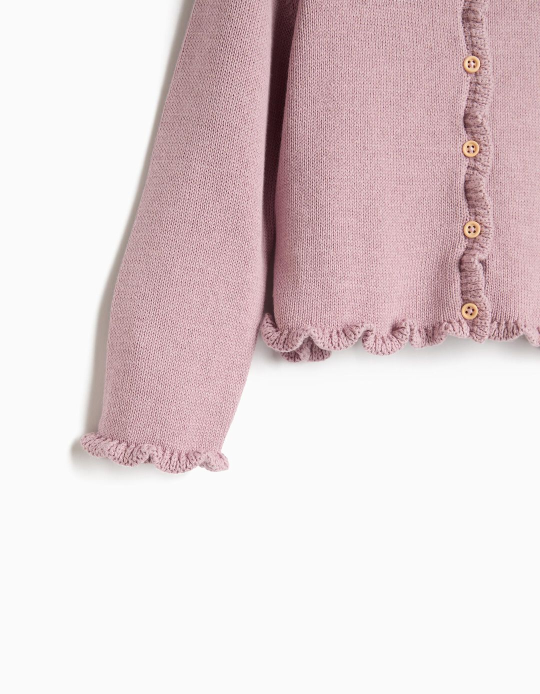 Casaco De Malha Com Folhos, Menina, Rosa Claro