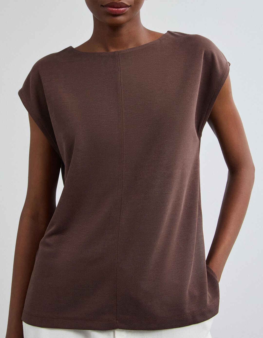T-shirt Fluida, Mulher, Castanho Escuro