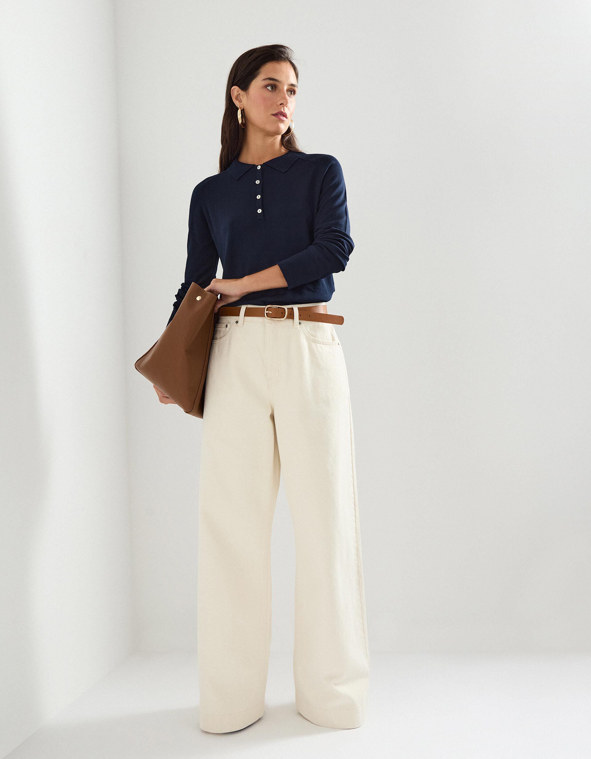 Comprar Online Cal&ccedil;as de Ganga Wide Leg, Mulher, Cru