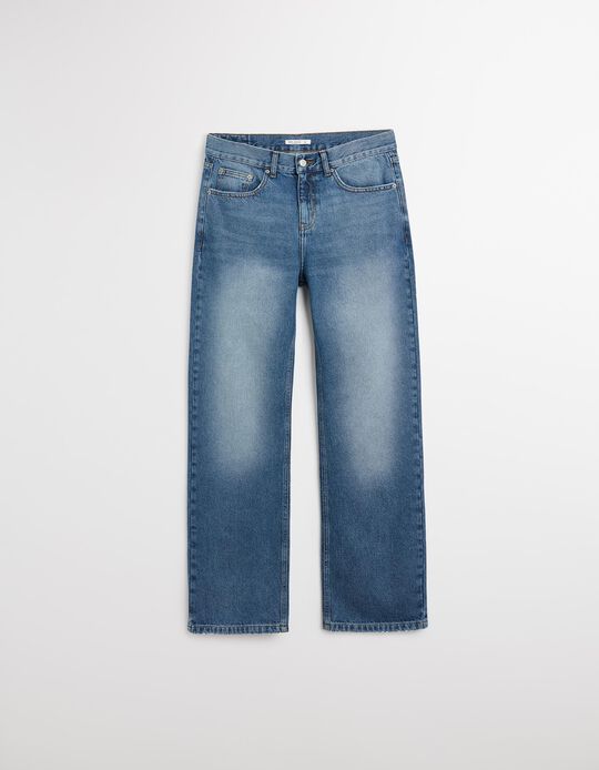 Comprar Online Calças de Ganga Wide Leg, Mulher, Azul 