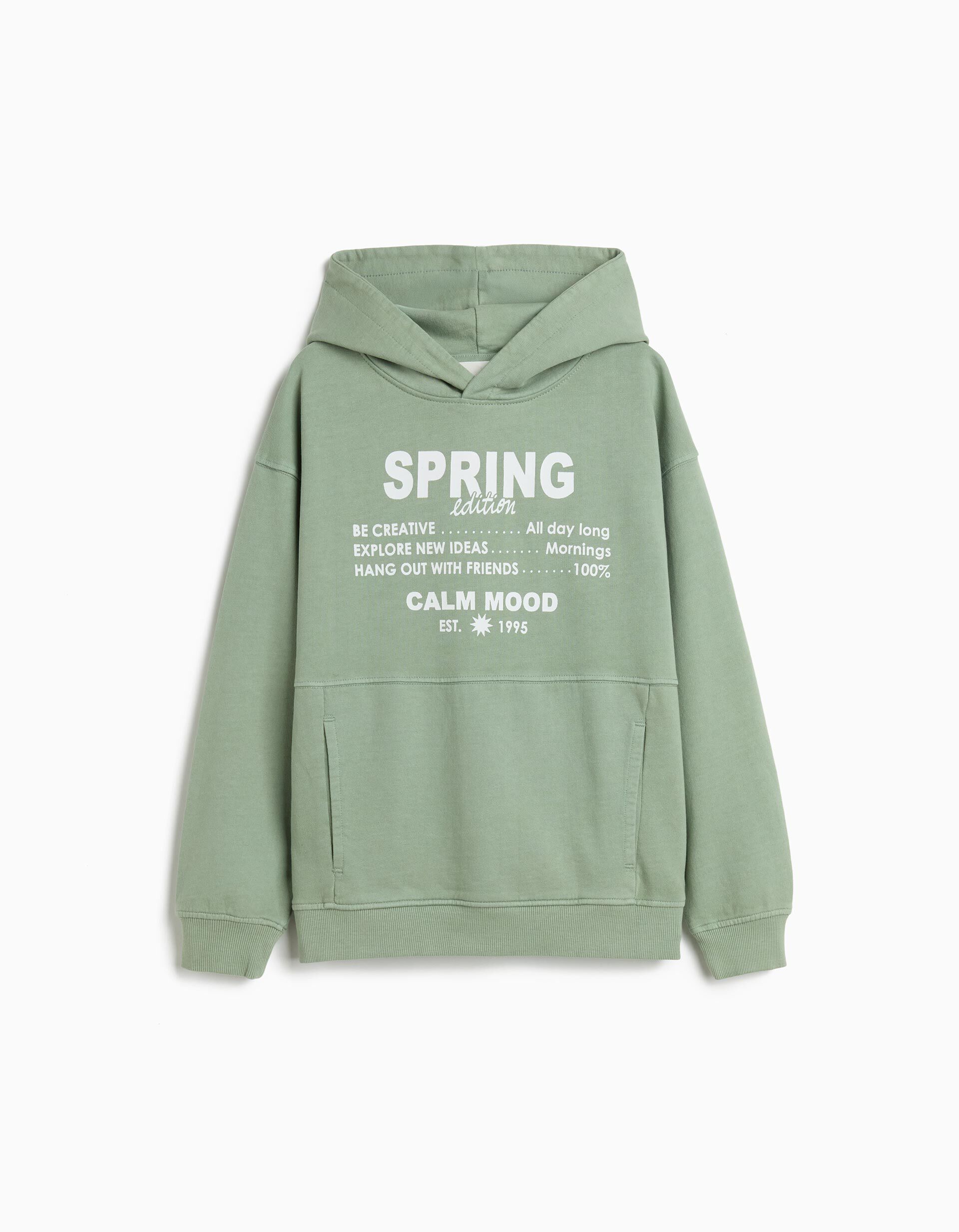 Comprar Online Sweatshirt com Capuz, Menino, Verde Claro