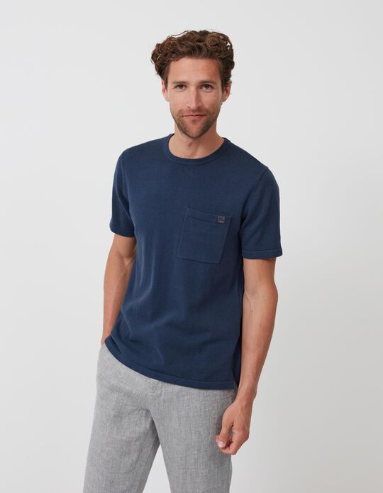 Knitted T-Shirt, Men, Blue