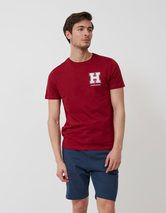 T-shirt 'Harvard', Homem, Vermelho Escuro