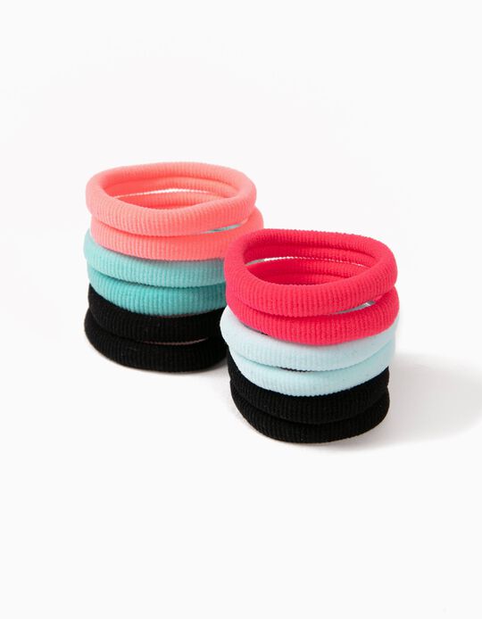 Pack of 12 Hair Elastic Bands, Multicoloured