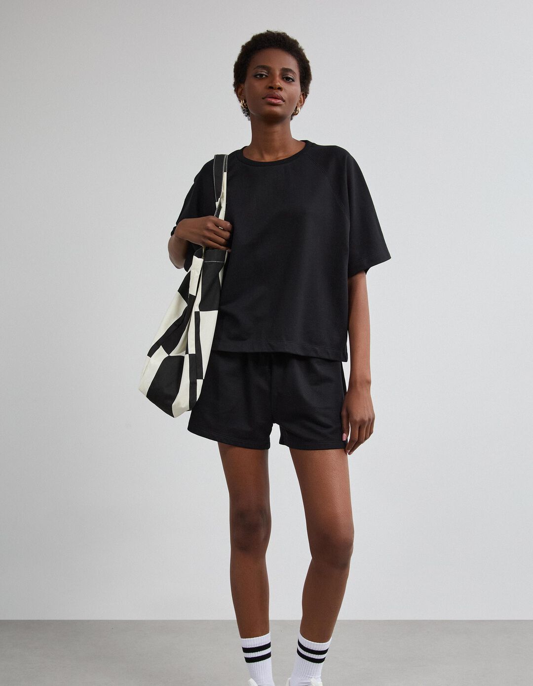 T-shirt De Manga Curta, Mulher, Preto 