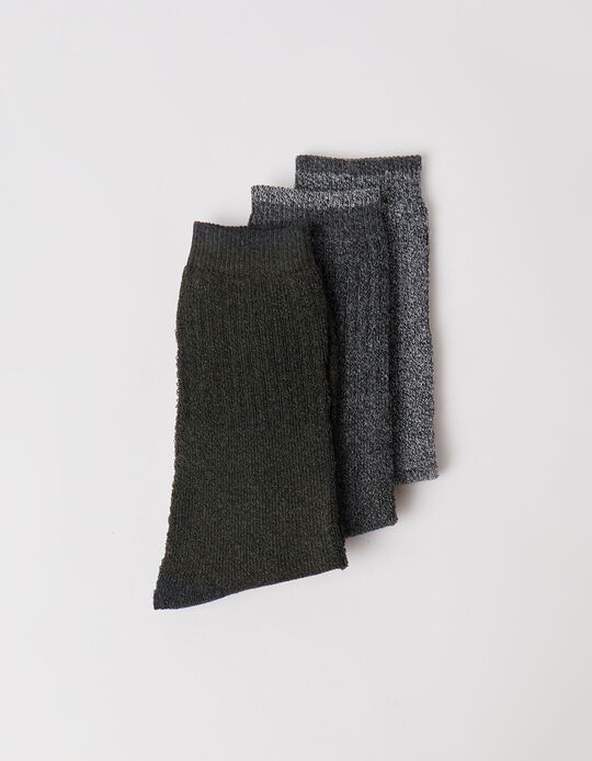 Comprar Online Pack 3 Pares De Meias Caneladas, Homem, Preto