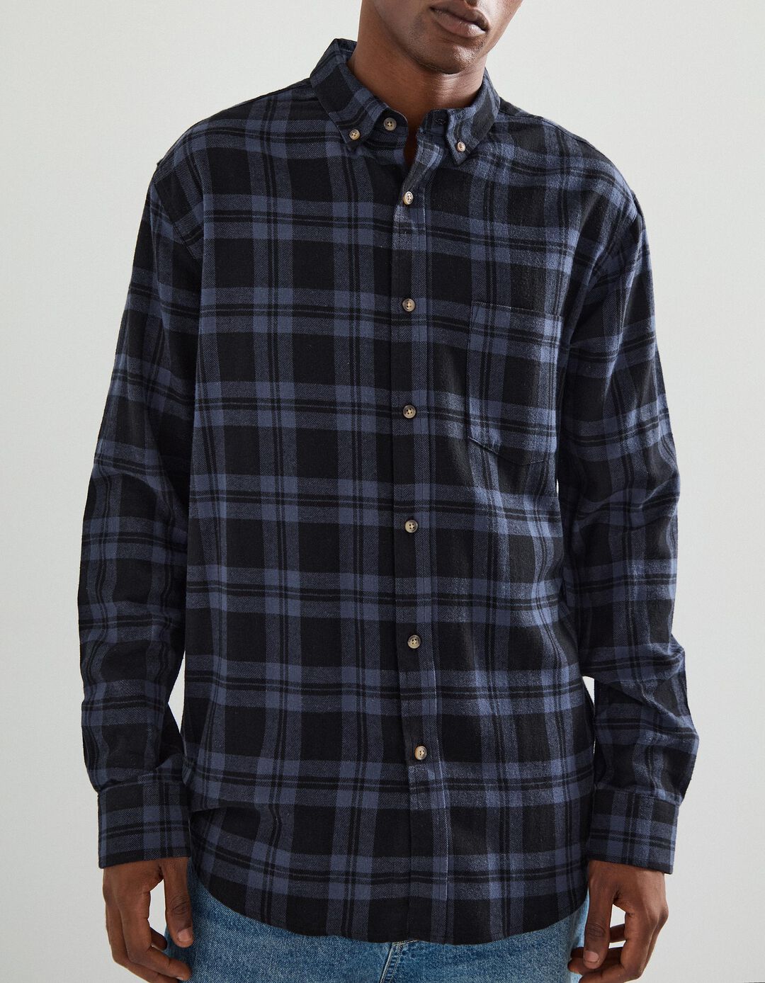 Camisa Flanela de Xadrez, Homem, Azul Escuro