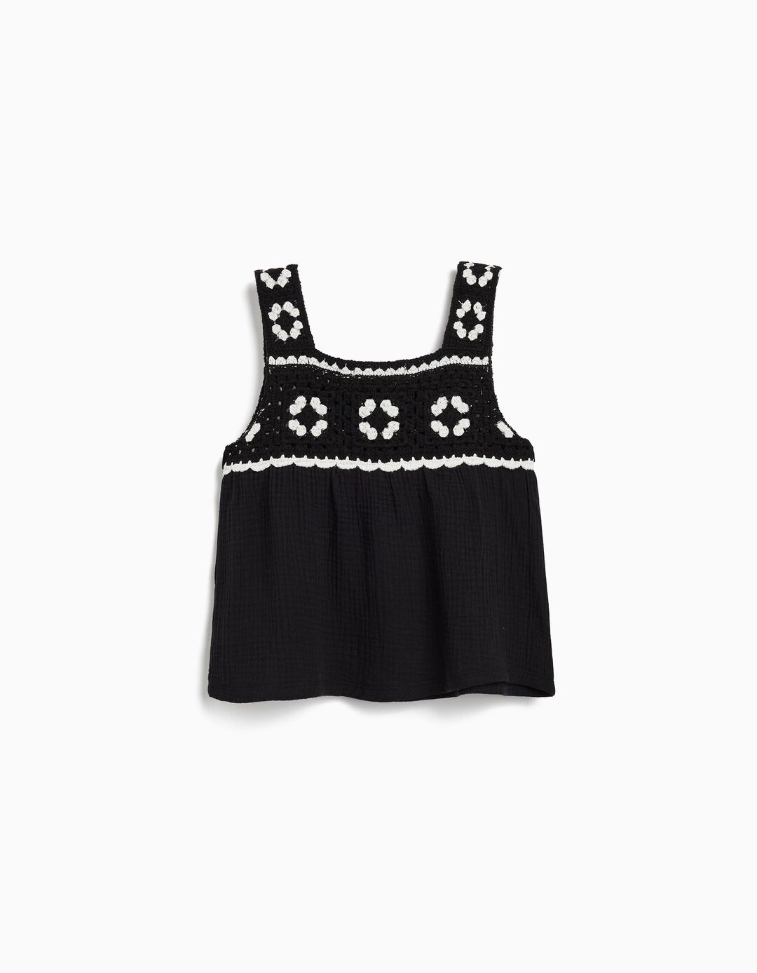 Top Crochet, Menina, Preto 