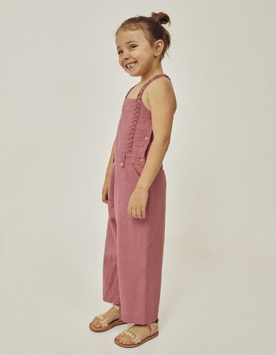 Cotton and Linen Jumpsuit for Girls, Pink